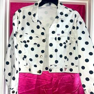 Vintage 80s white denim polka dot GUESS jacket size L
